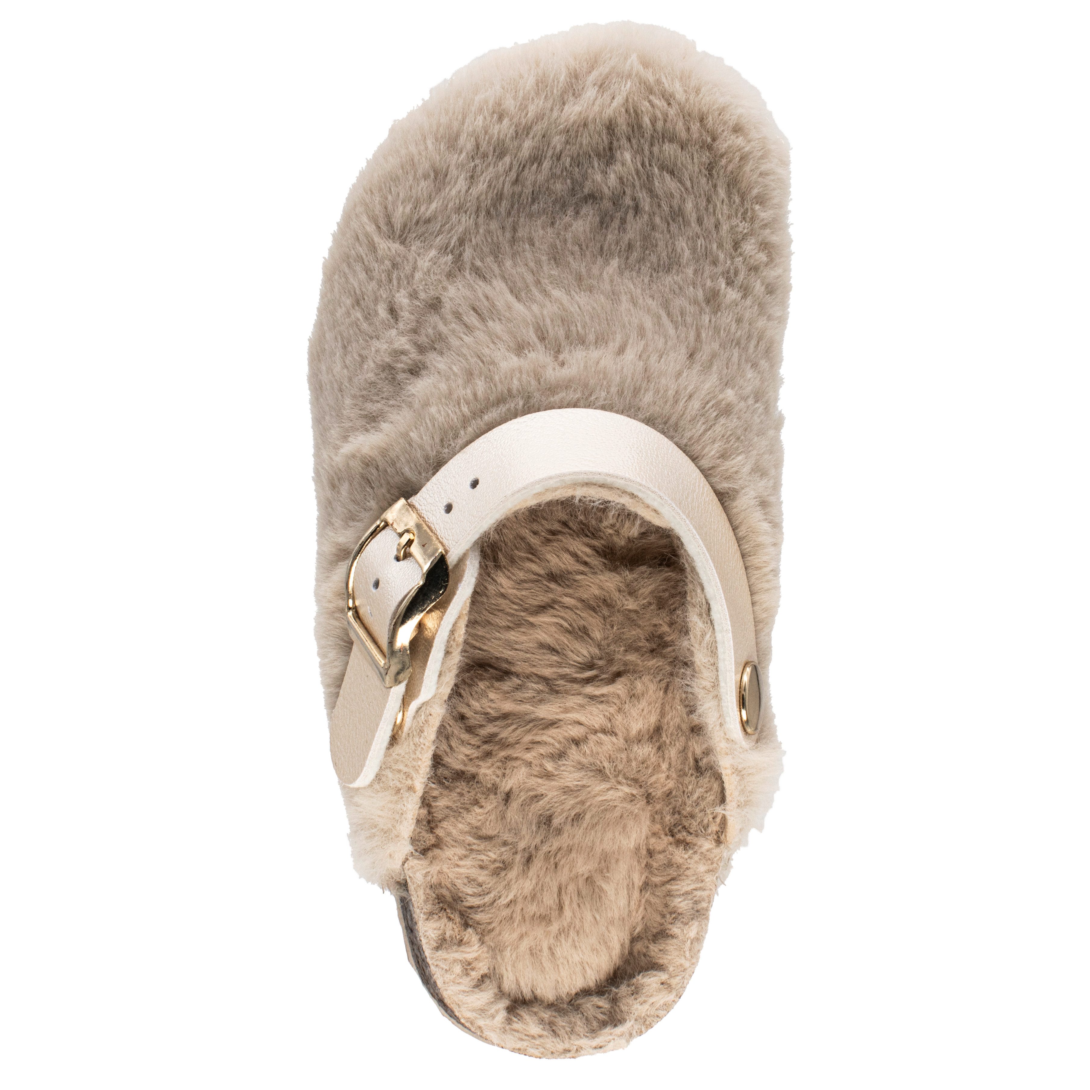Fischer-Markenschuh Shetland Pantoffel aus Plüsch, mit gepolstertem Fußbett, Riemen nach hinten verstellbar