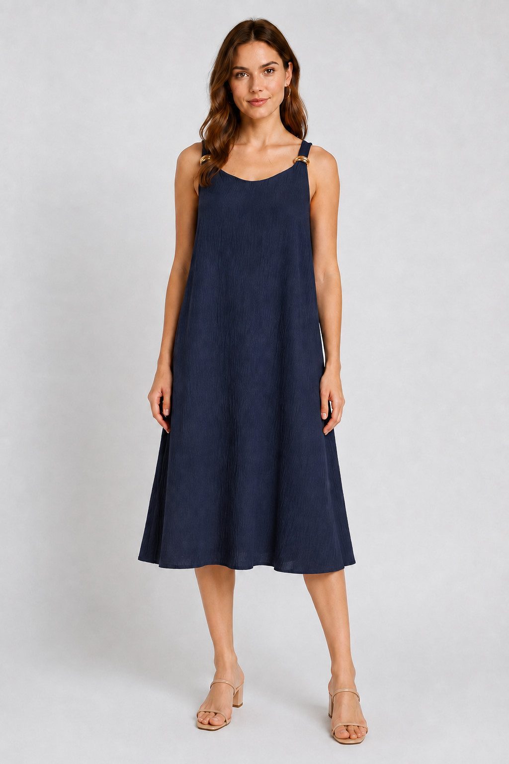 ITALY VIBES Sommerkleid - luftiges A-Linien Kleid mit Deko-Schließen - Damen Kleid ONE SIZE - passend für Größen M bis XL