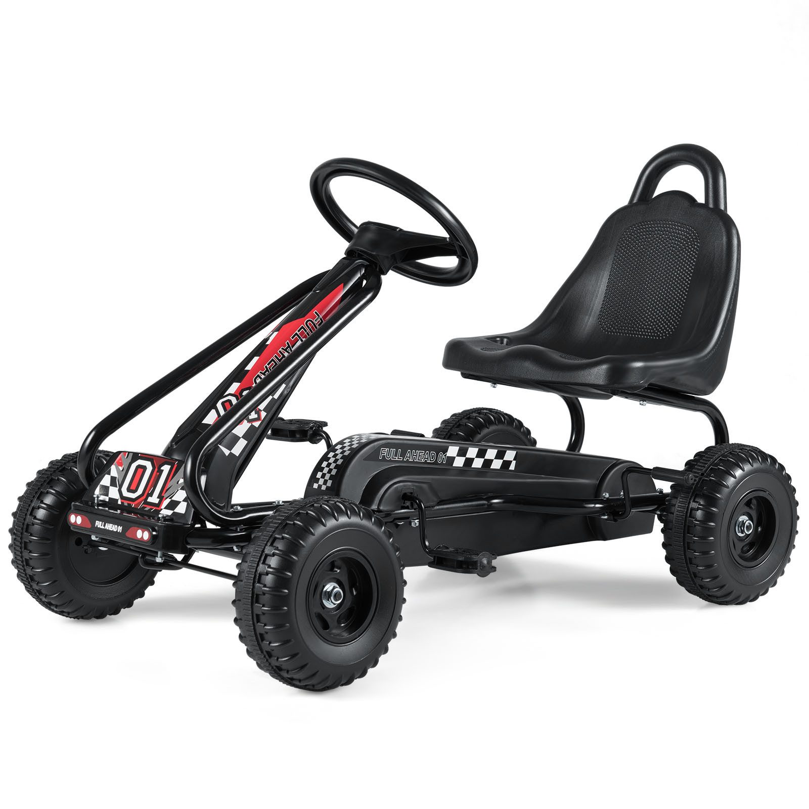 COSTWAY Go-Kart, Tretauto, Tretfahrzeug, Kinderfahrzeug, ab 3 Jahren