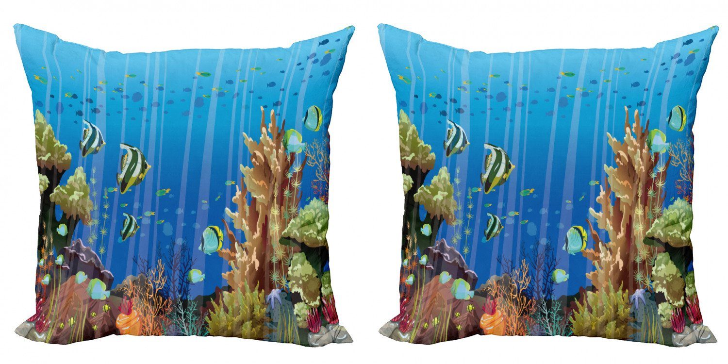 Kissenbezüge Modern Accent Doppelseitiger Digitaldruck, Abakuhaus (2 Stück), Marine Unterwasserwelt Exotische
