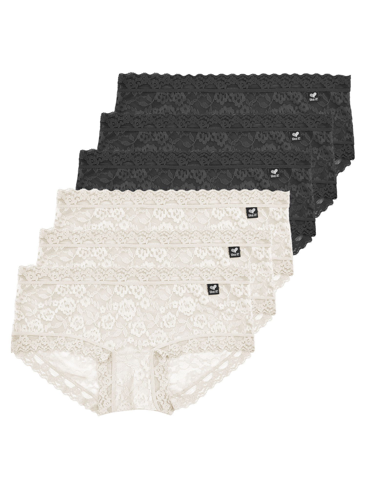 like it! Panty 6er Pack Panty Lisa (Packung, 6-St) Slip komplett aus weicher und sanfter Spitze