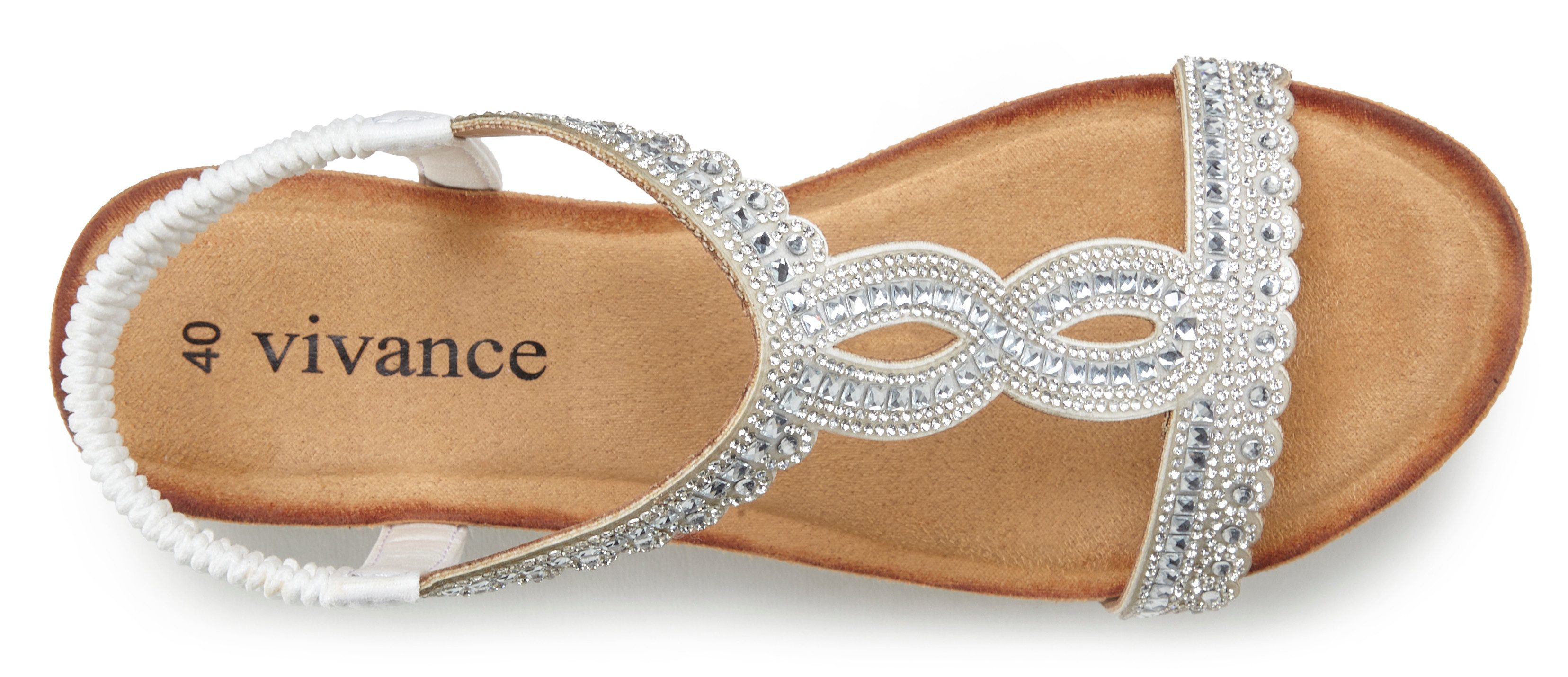 Vivance Sommerschuh, offener Schuh, Sandale, Keilsandalette, Sandalette mit Glitzerdetails, Keilabsatz & elastischem Riemchen VEGAN