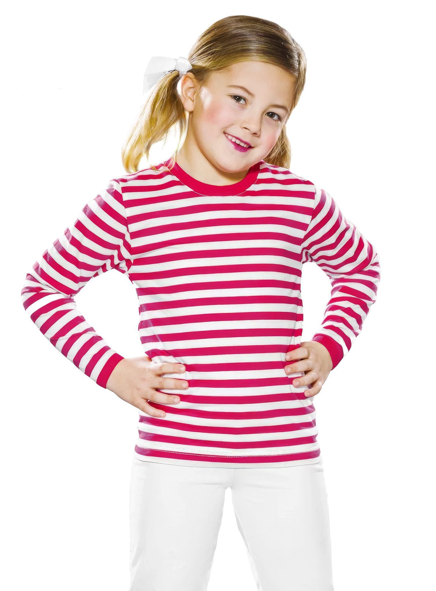 Metamorph Clown-Kostüm Ringelshirt rot-weiß Clown Karnevalskostüm Kinder, Klassische Ringelware für Kinderkarneval und Fasching