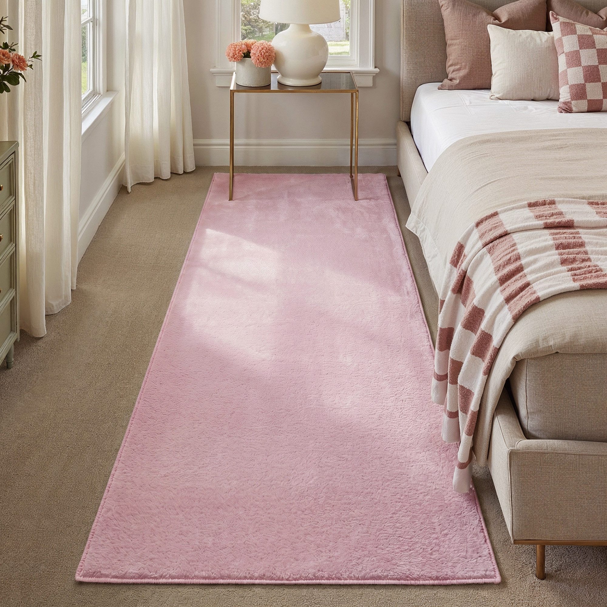PURECOZY Teppich Kurzflor im Scandi-Look – weich, kuschelig, waschbar und pflegeleicht, rechteckig, Höhe: 5 mm, geeignet für verschiedene Innenräume, 60 x 180 cm