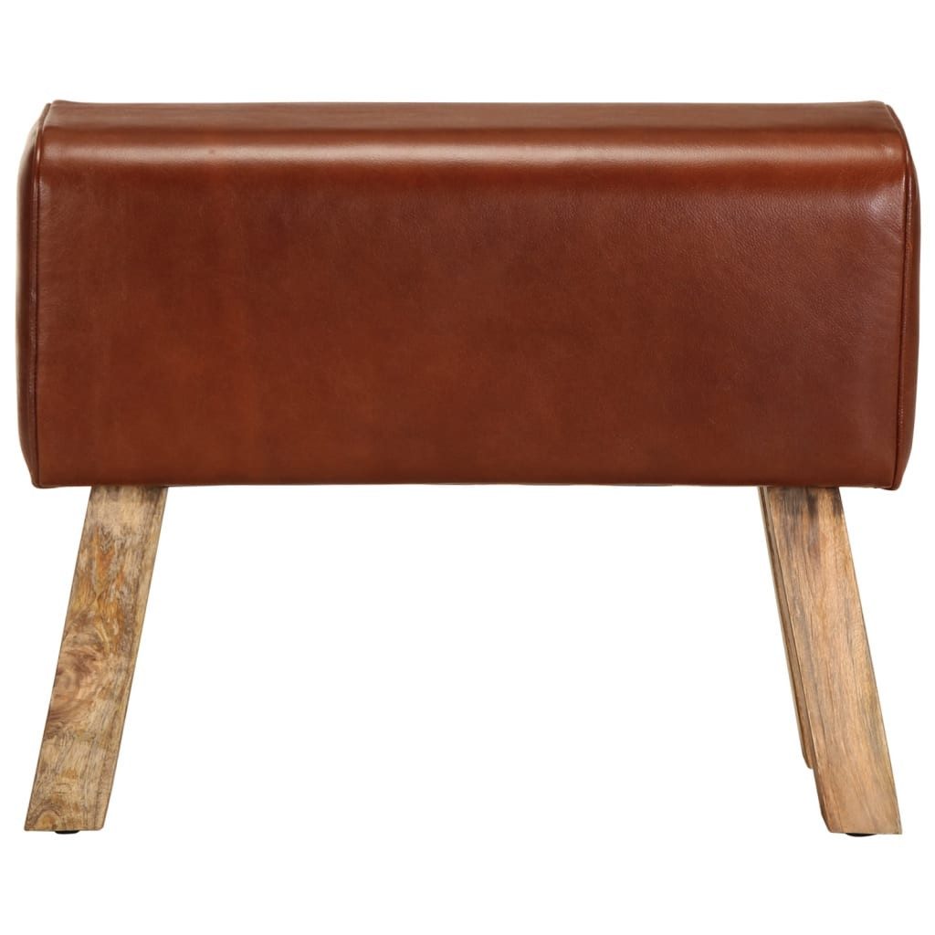 vidaXL Essbank Sitzbank Turnbock-Design 58cm Braun Echtleder Massivholz
