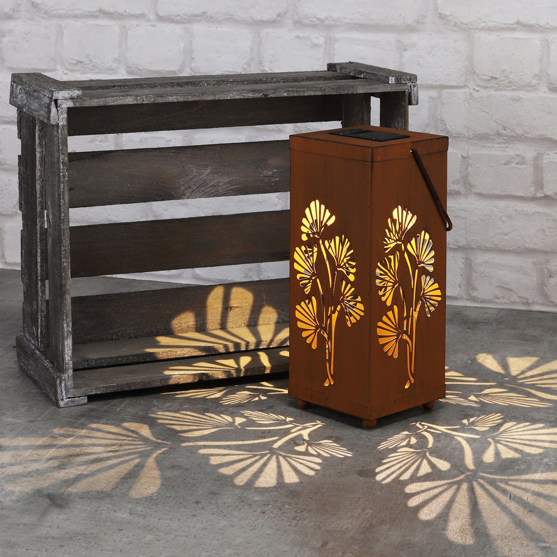 Spetebo LED Solarleuchte LED Solar Schatten Laterne Rost Optik - 27 cm, Ein günstig online kaufen