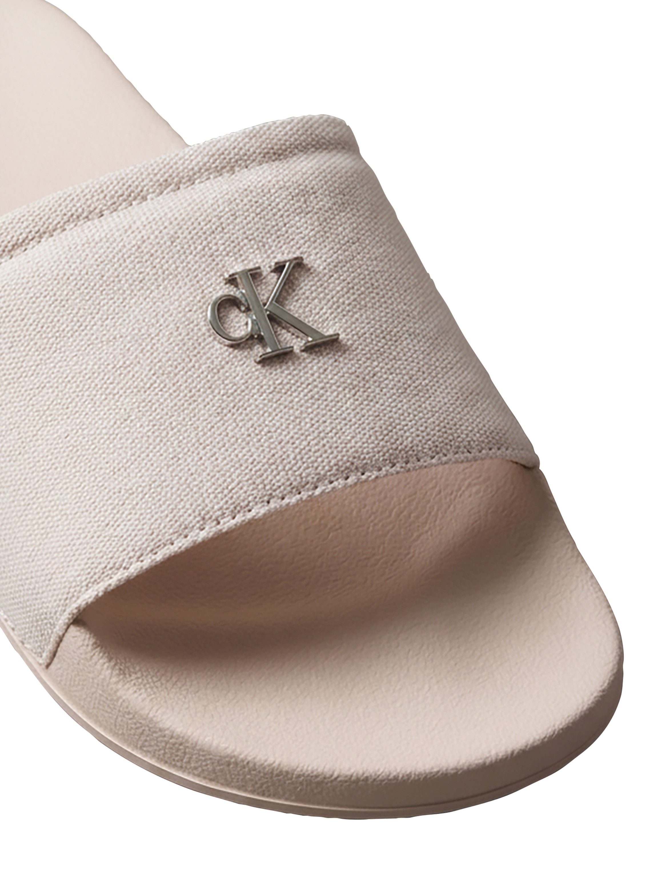 Calvin Klein ESS SLIDE CANVAS HDW Pantolette Strandschuh, Badeschuh, Flat mit Logo