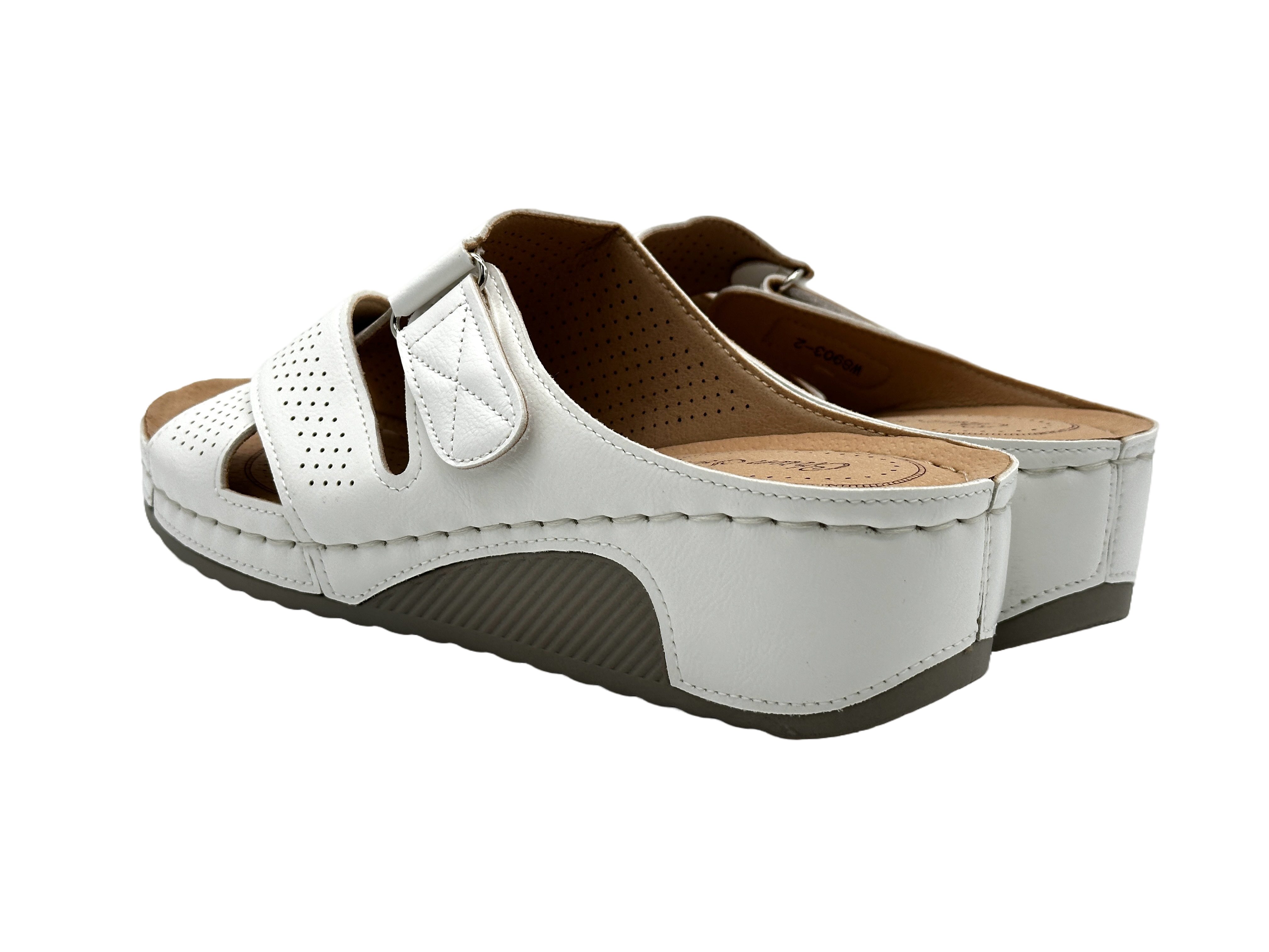 Nowaland Bequeme Damen-Pantoletten mit verstellbarem Riemen und Keilabsatz Pantolette atmungsaktiv, weiche Innensohle, ideal für Alltag & Komfort