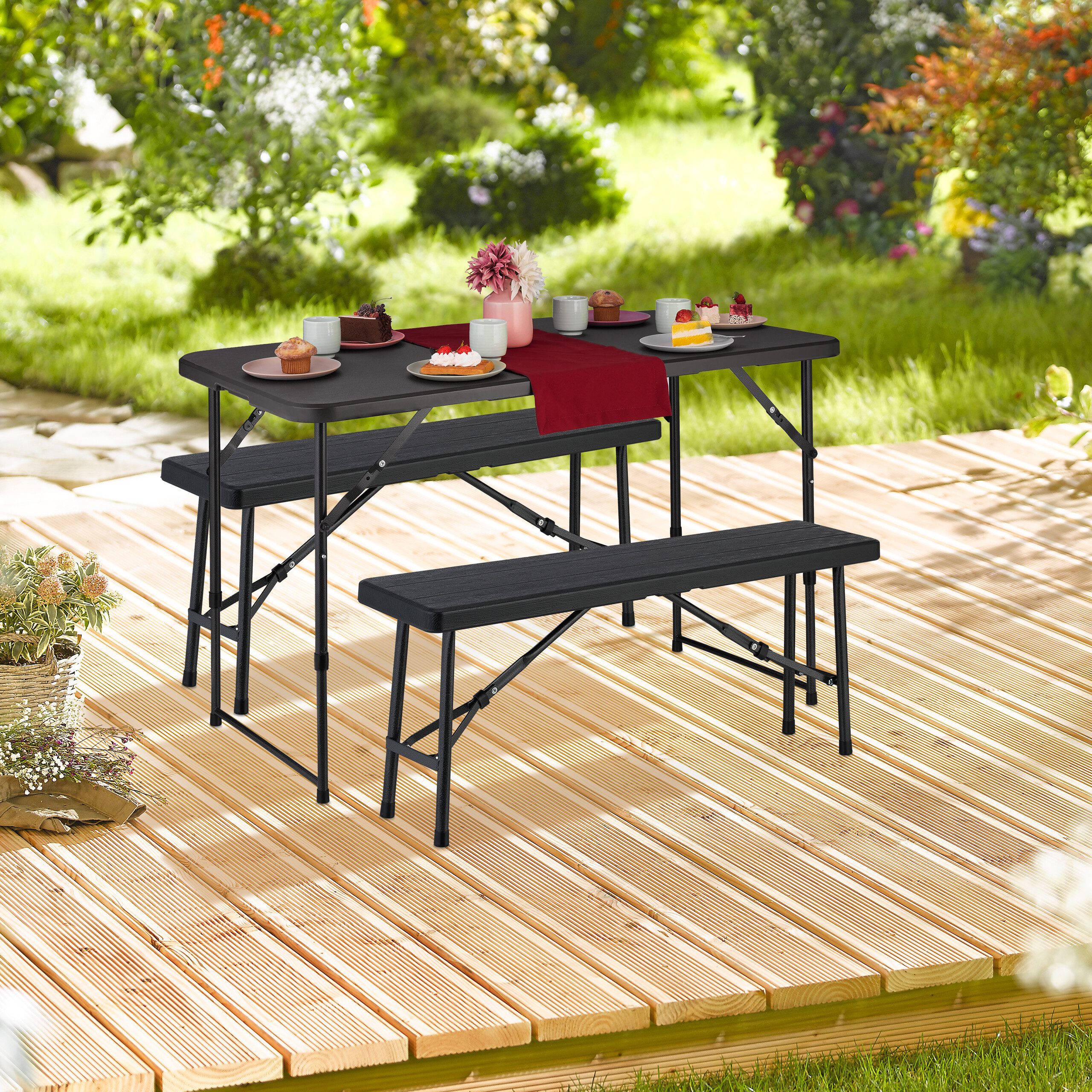 relaxdays Gartentisch Campingtisch klappbar, Schwarz günstig online kaufen
