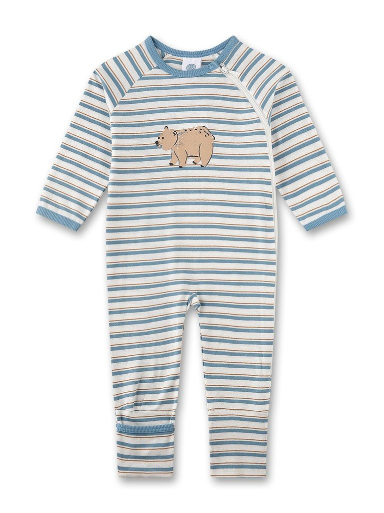 Sanetta Schlafoverall Baby Schlafanzug gestreift mit Bärenmotiv aus Baumwolle