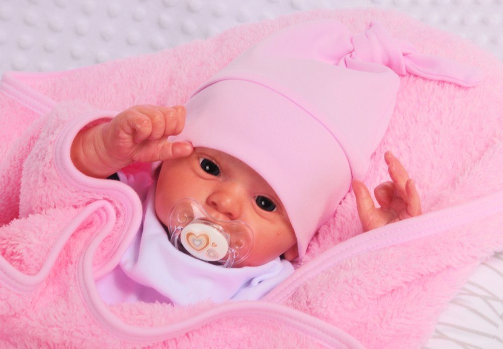 Mützchen Knotenmütze Rosa Baby Mütze La Neugeborene Baby für Bortini Erstlingsmütze