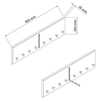 Lomadox Garderoben-Set CUENCA-137, (Spar-Set, 2-St), Massivholz Wildeiche, Garderobenbank, Garderobenpaneel 1 Klapphaken