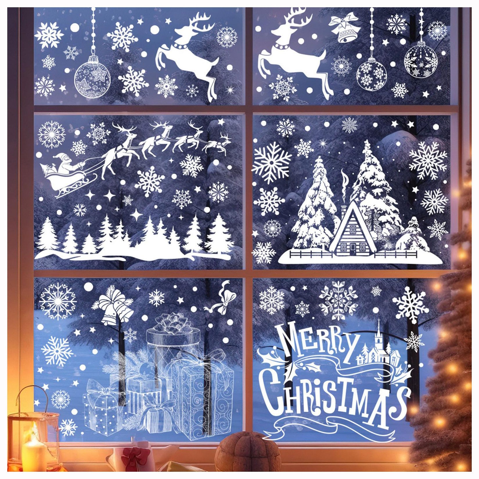 Coonoor Fenstersticker Weihnachts-Fensteraufkleber-Set, statische Fensterau günstig online kaufen