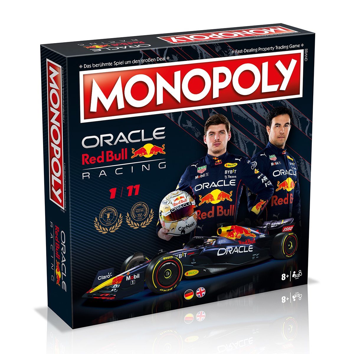 Winning Moves Spiel, Brettspiel Monopoly komplett (deutsch/englisch), Bull Red Racing - zweisprachig