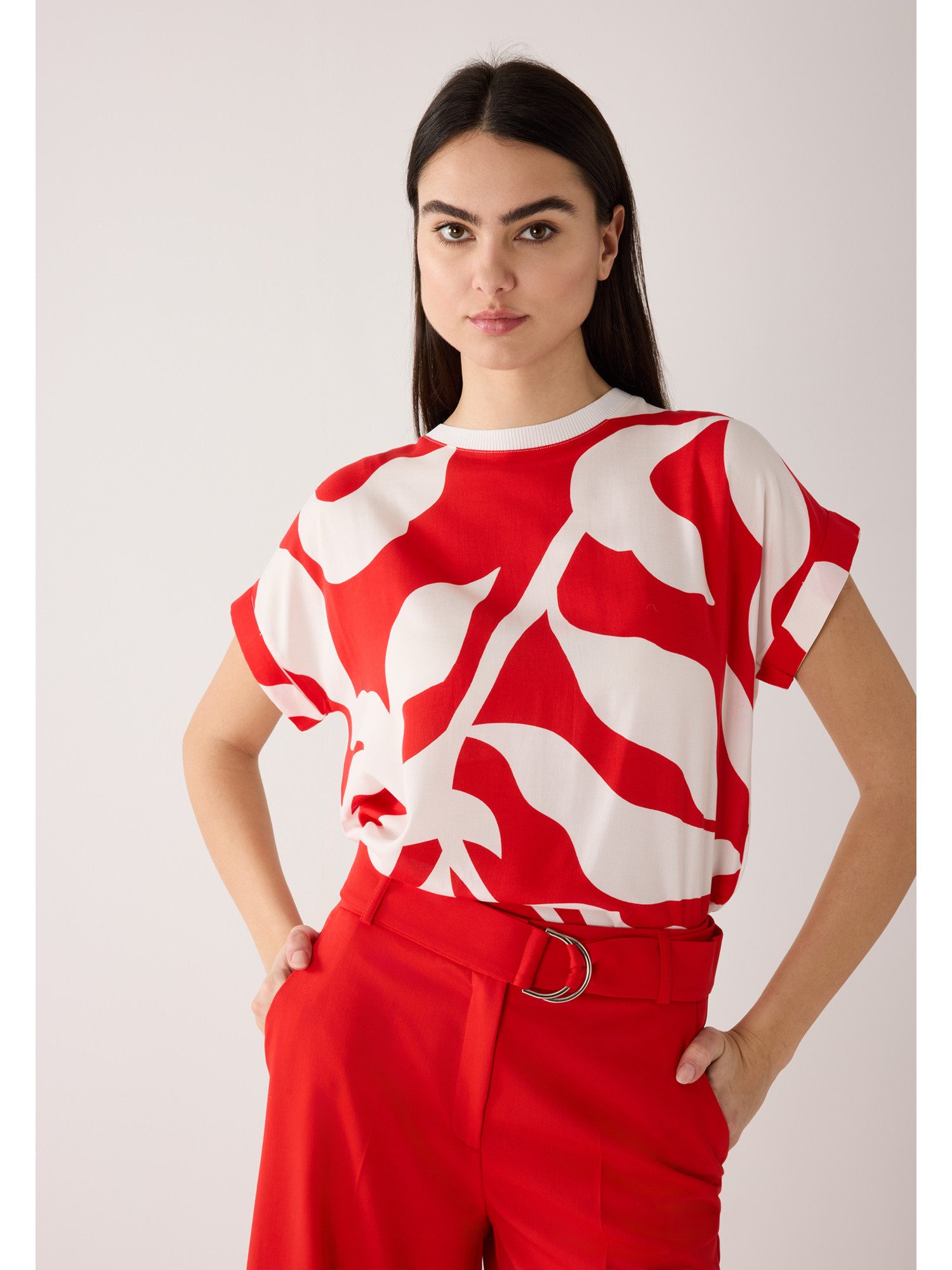 MORE&MORE T-Shirt modernes Materialmix-Blusenshirt