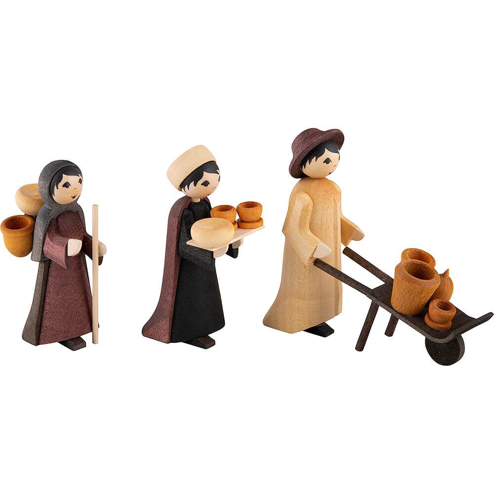ULMIK Dekofigur Geschirrhändler 3-teilig gebeizt (7cm) von ULMIK