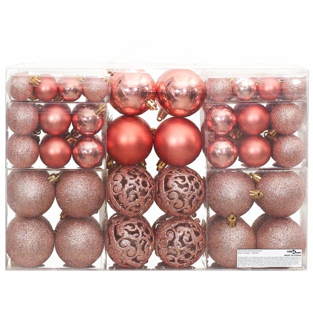 Christbaumschmuck Stk. (100-tlg) / und Rosa 100 und 6 cm vidaXL 3 Rosé Weihnachtskugeln Rosa / 4 Rose