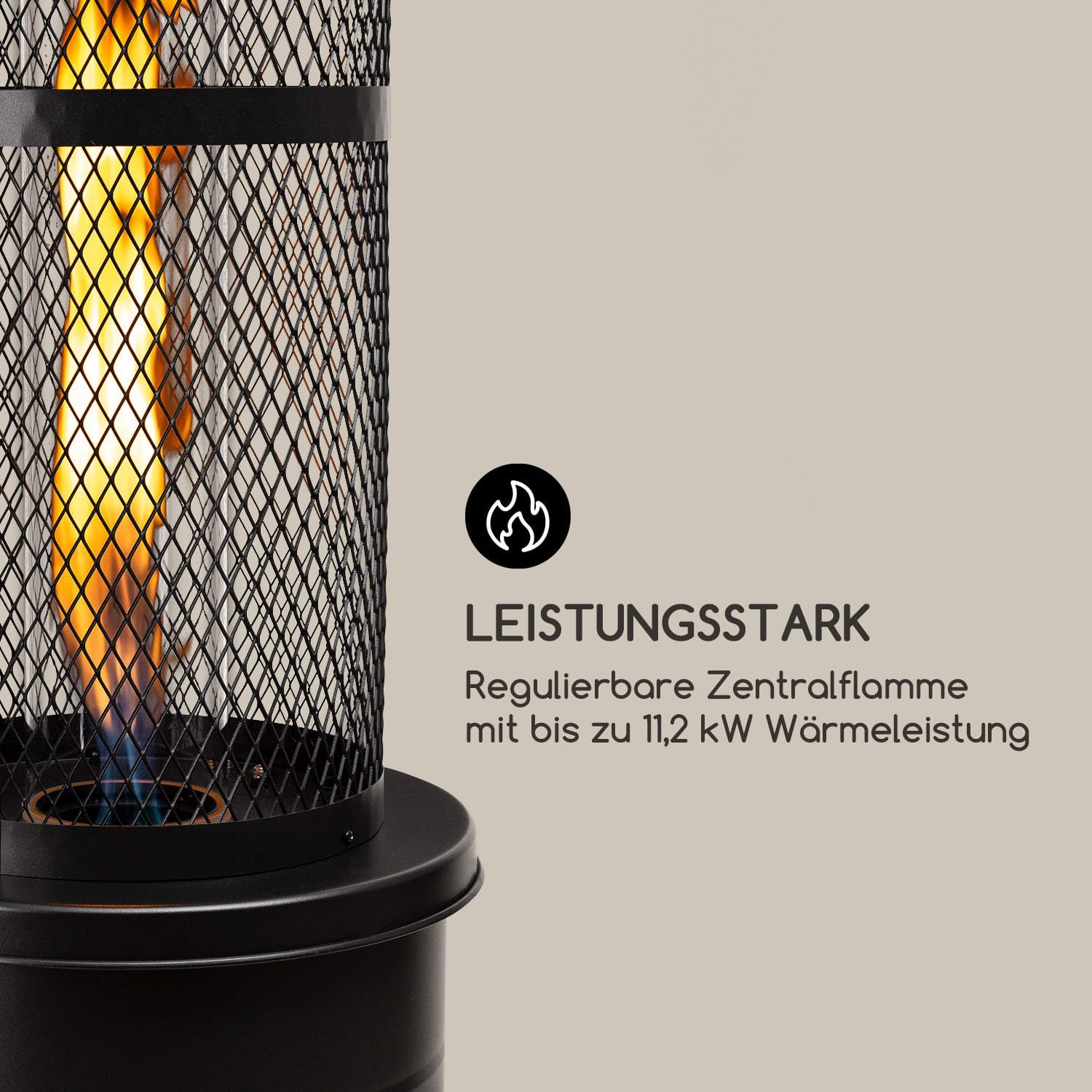 elektrische Gas Gasheizgerät Goldflame Heater, Terrassenstrahler 11200 terrassenheizstrahler W, Schwarz Outdoor blumfeldt