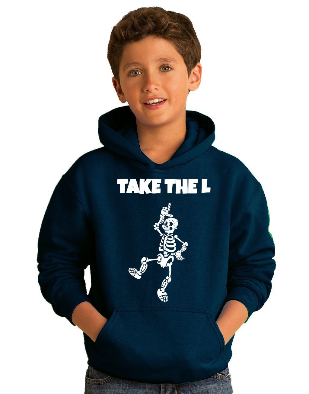 coole-fun-t-shirts Hoodie TAKE THE L Skelett Hoodie Kinder Gr. 128 140 152 164