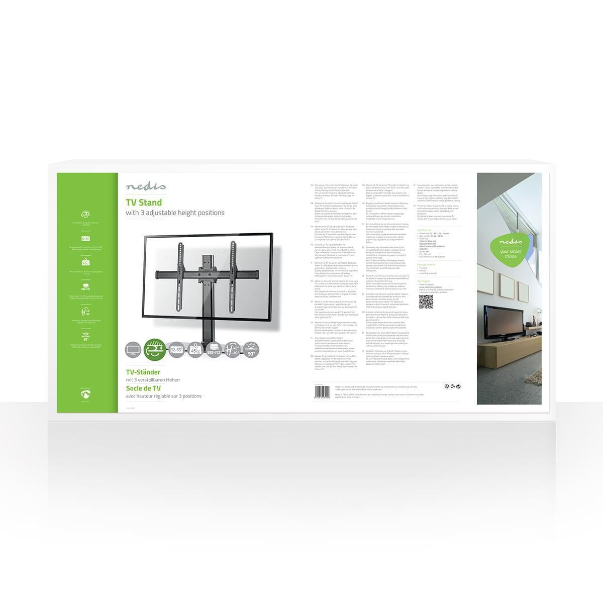 Nedis TV-Wandhalterung TVSM2330BK, (bis 65 Zoll, 1-tlg., Neigbar, drehbar, höhenverstellbar für flexible Nutzung, Glas/Stahl) – Bild 5 von 5