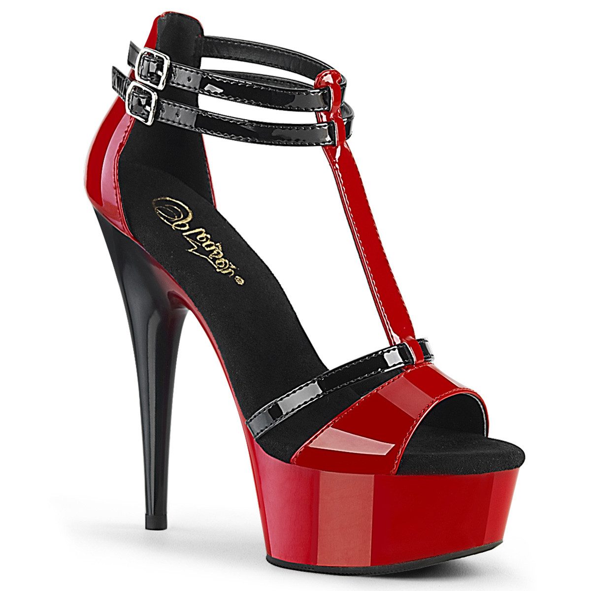 Sale DELIGHT-663 Pleaser High-Heels T-Riemchen Plateausandaletten schw High-Heel-Stiefel