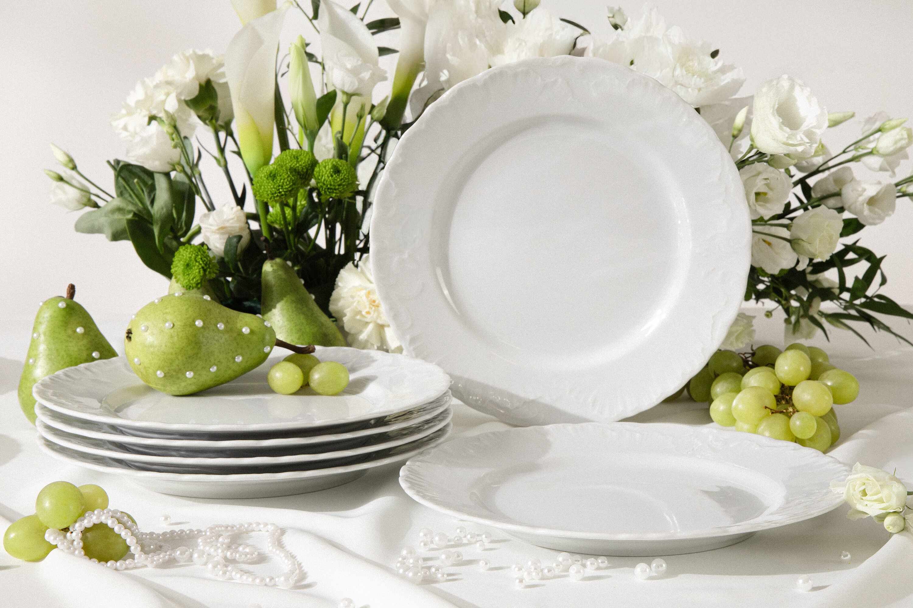 KONSIMO® Teller-Set CMIELOW ROCOCO Geschirrset, Hochwertiges Premium-Porzellan (6-tlg), 6 Personen, Porzellan, 6x Speiseteller, handgefertigt