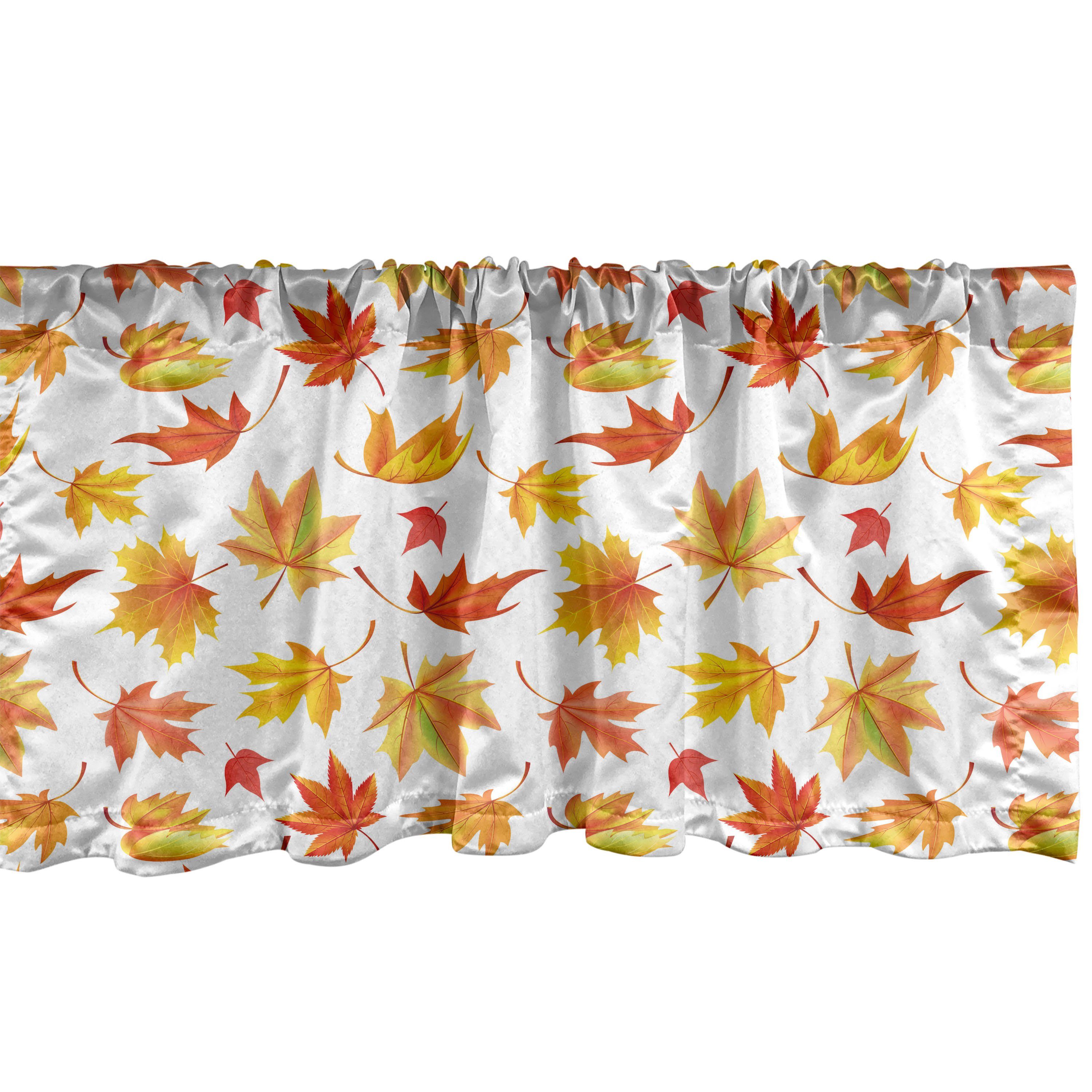 Scheibengardine Vorhang Volant für Küche Schlafzimmer Dekor mit Stangentasche, Abakuhaus, Microfaser, Herbst Fallen Maple Leaves Pattern