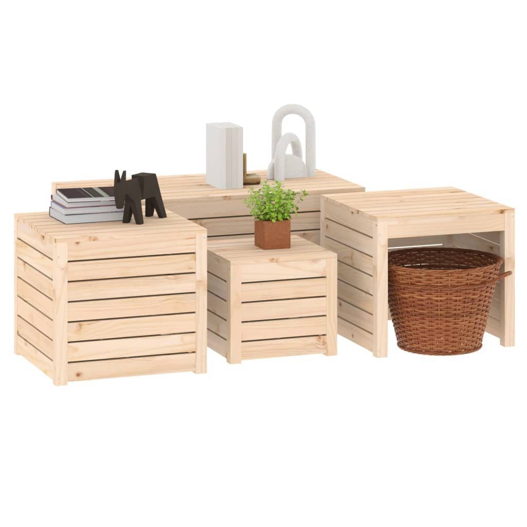 Gartenbox-Set Massivholz Natur vidaXL Kiefer Gartenbox 4-tlg.