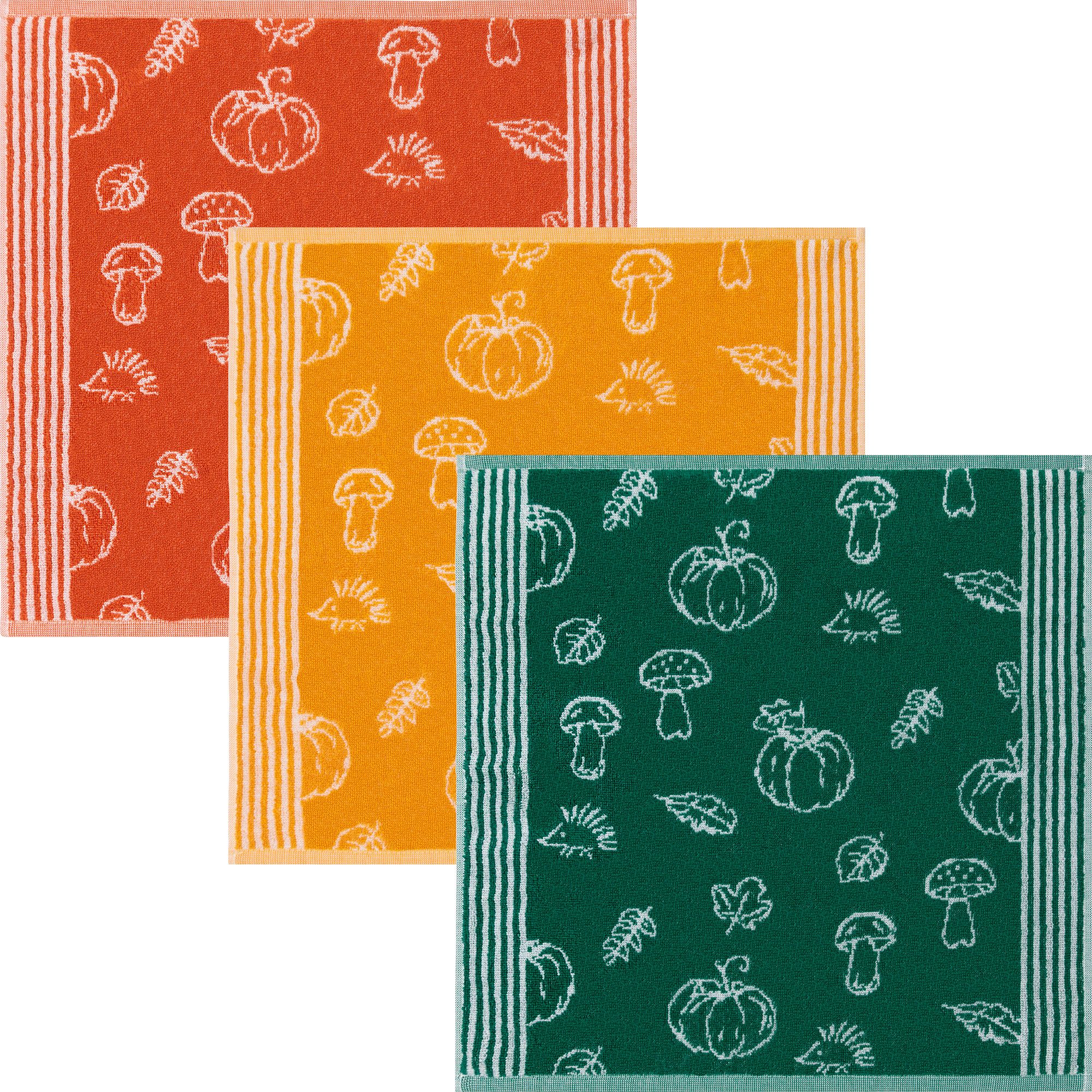 Kracht Geschirrtuch Frottier-Geschirrtuch "Herbstlich" 3er-Pack, Baumwolle günstig online kaufen
