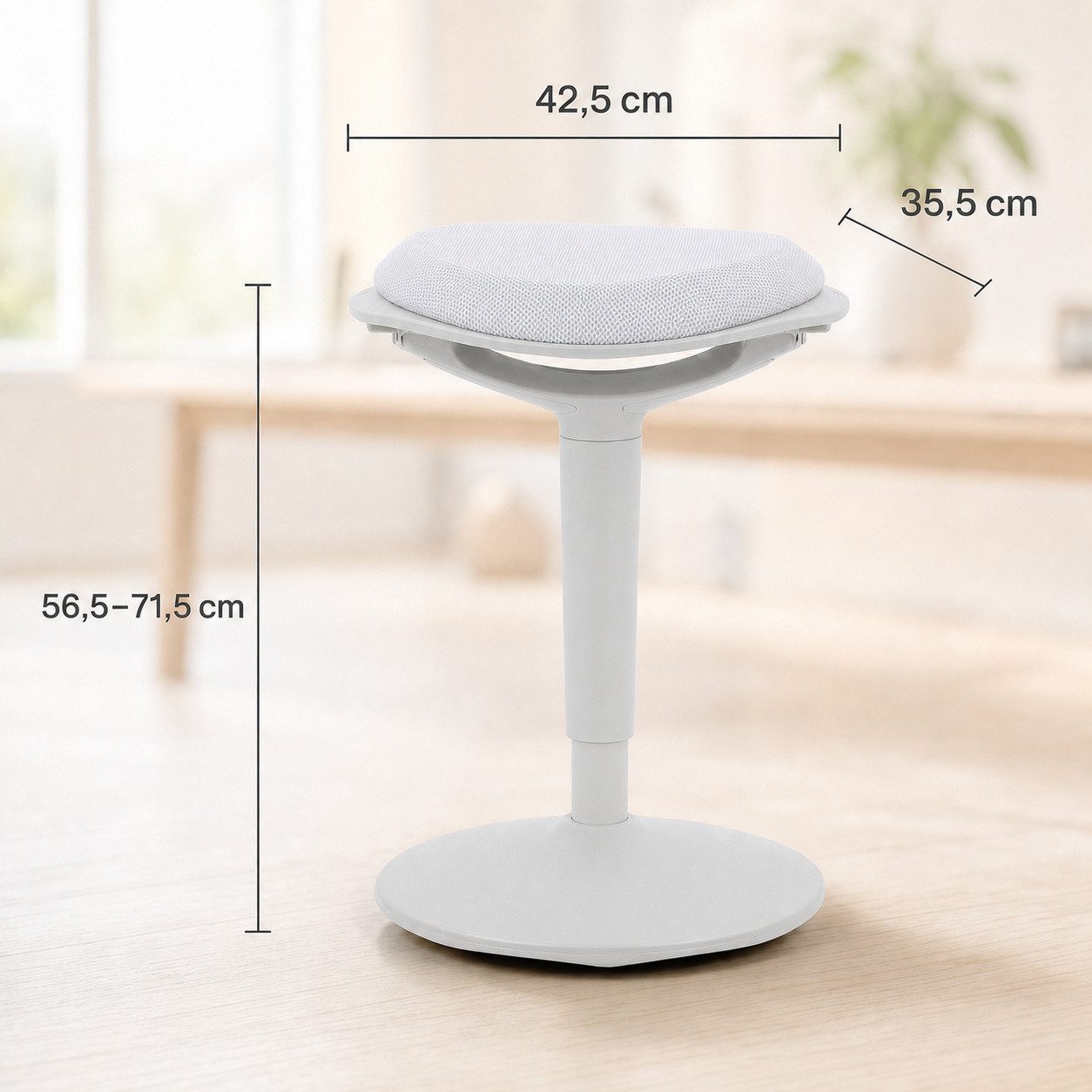 Floordirekt Sitzhocker Ergonomischer Elio höhenverstellbar 360° drehbar mit Wippfunktion, Ergonomisches Design – Bild 4 von 5