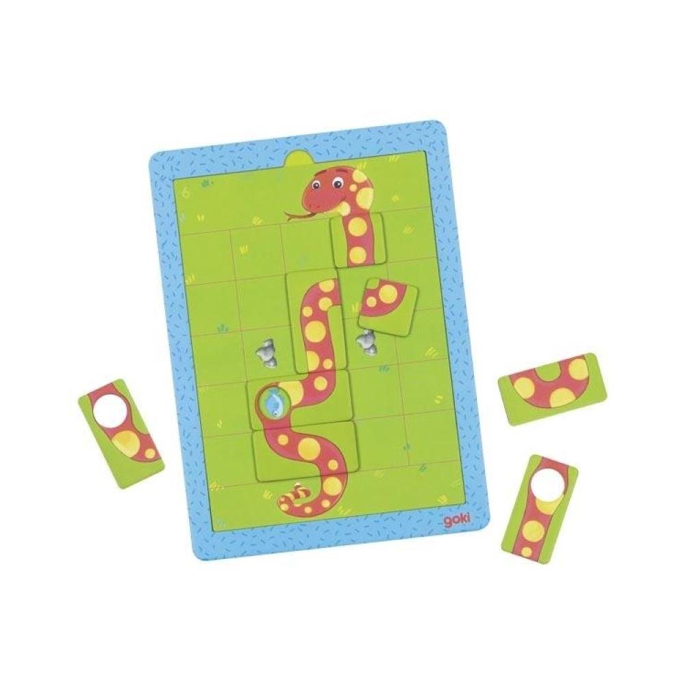 goki Spiel Magnetspiel Hungrige Schlange 22 teilig, Puzzle Schlangenpuzzle Magnetpuzzle