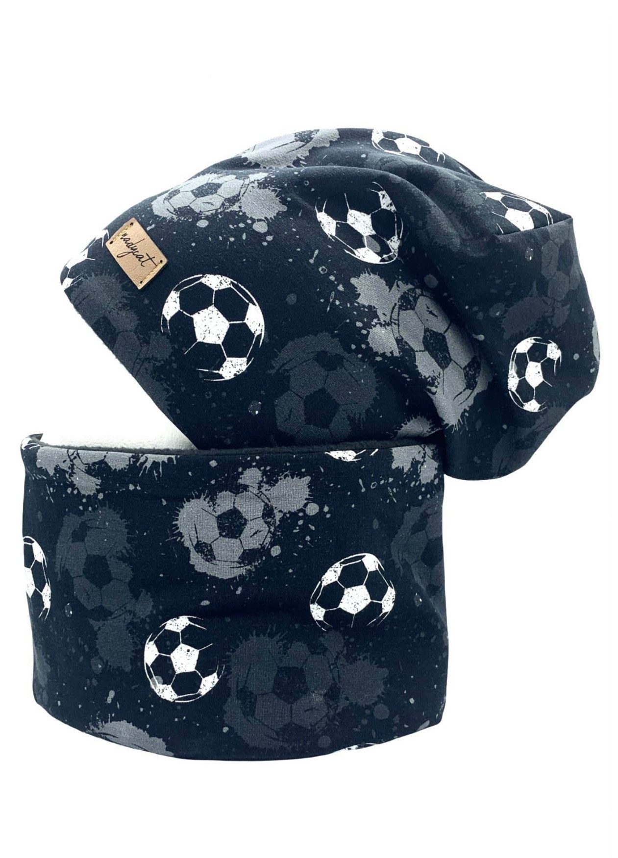 nadycat Beanie SOCCER black (2-St., Beanie mit passendem Loop) handgefertig günstig online kaufen