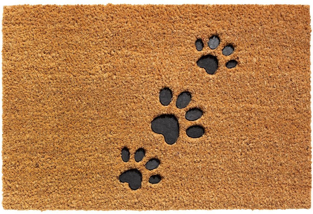 matches21 HOME & HOBBY Fußmatte Kokosmatte Pfoten geprägt natur als aussen Sauberlaufmatte, rechteckig, Höhe: 15 mm, Rutschfeste Kokos-Türmatte als Outdoor Schmutzfangmatte 40x60 cm