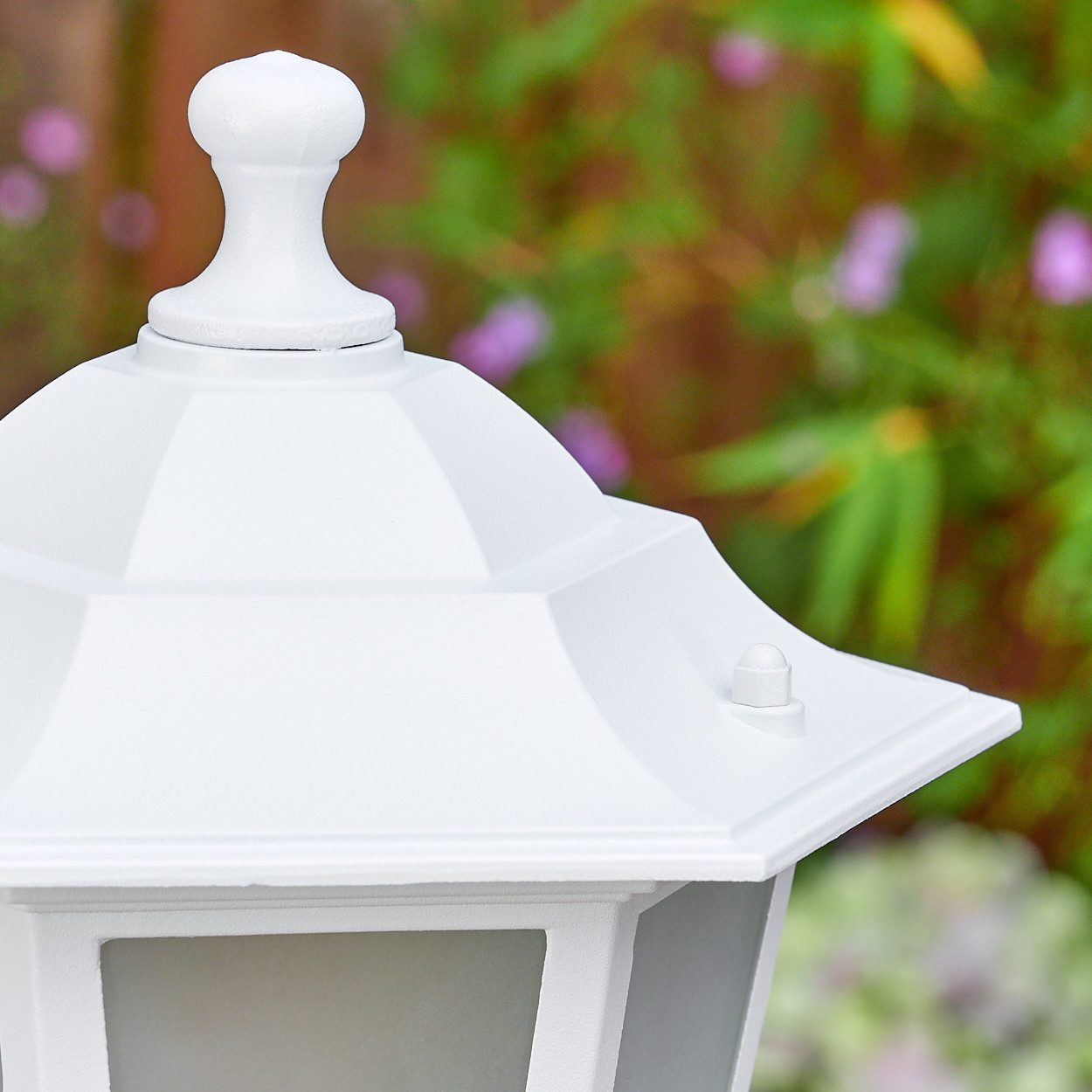 hofstein Pollerleuchte Wegeleuchte aus Metall/Glas in Weiß/Milchglas, ohne Leuchtmittel, Wechselscheiben in Klar, antike Außenleuchte, Gartenlampe, IP44, 1xE27