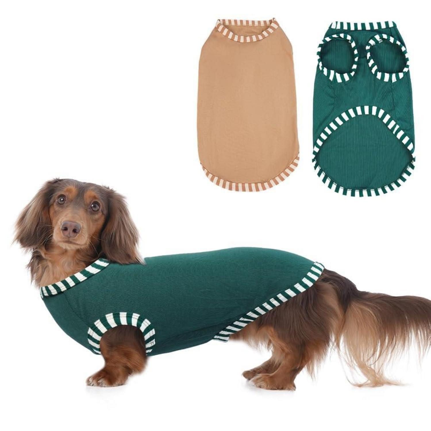 LuxusKollektion Hundeshirt Hundeshirt Sonnenschutz 2er Pack Grün Khaki M
