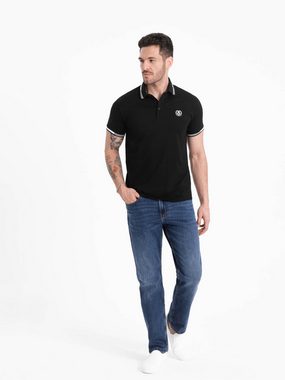 OMBRE Poloshirt Herren-Poloshirt aus Elastan mit kontrastierenden Elementen