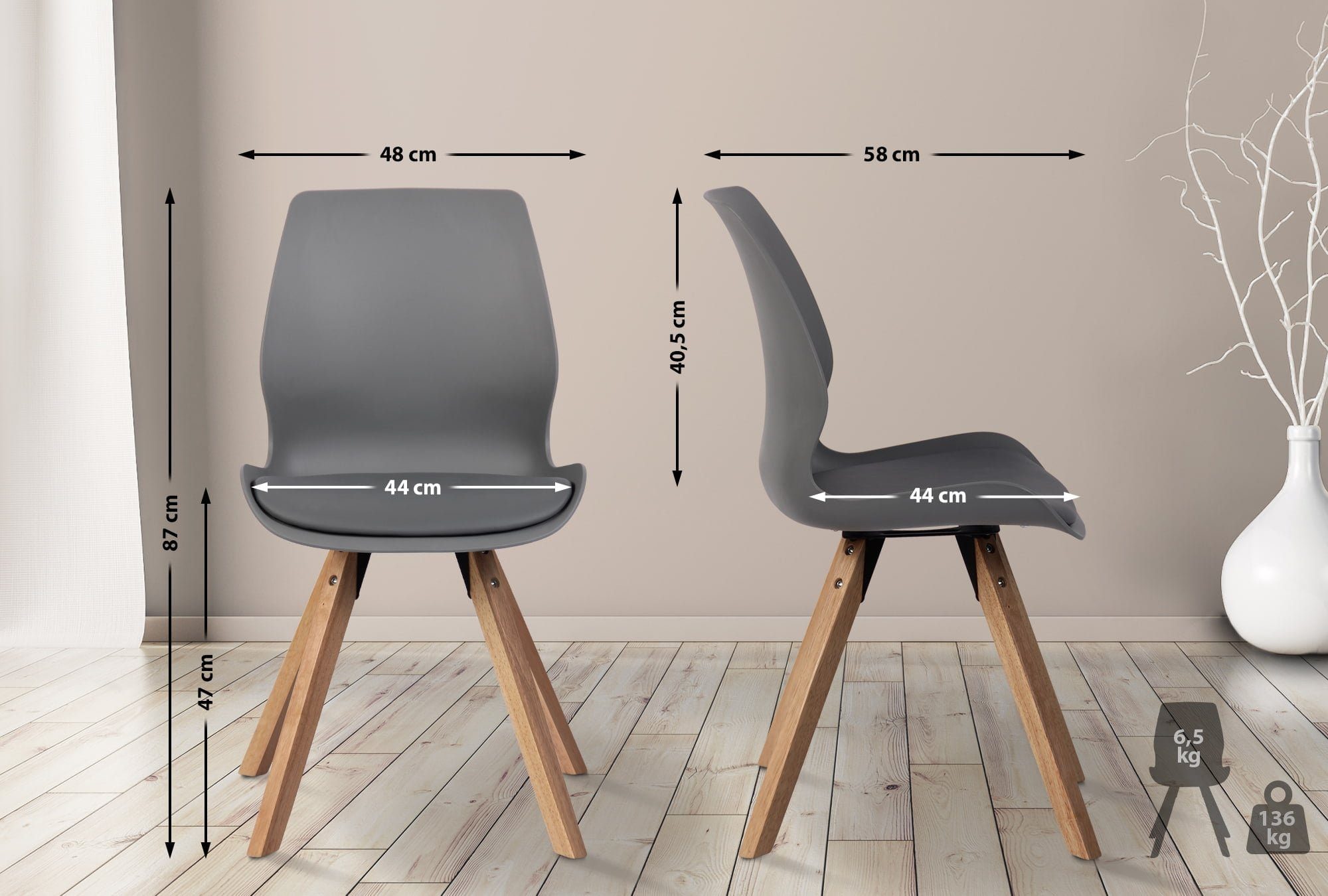 CLP Esszimmerstuhl Luna (2er Set), Kunststoff/ günstig online kaufen