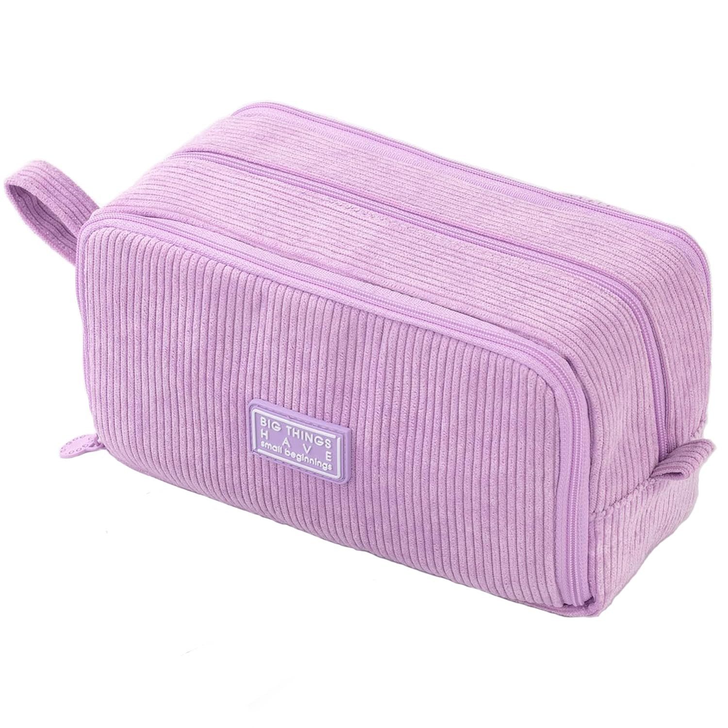 nsihing Federmäppchen Federmäppchen aus Cord-Stoff Federtaschen Mäppchen mit 3 Fächer, Schulmäppchen Große Kapazität Stiftetasche Pencil Case für Schule&Büro