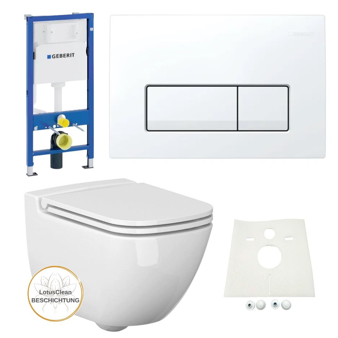 Vorwandelement WC Geberit Vorwandelement + Ference WC + Drückerplatte + WC-Sitz Delta51