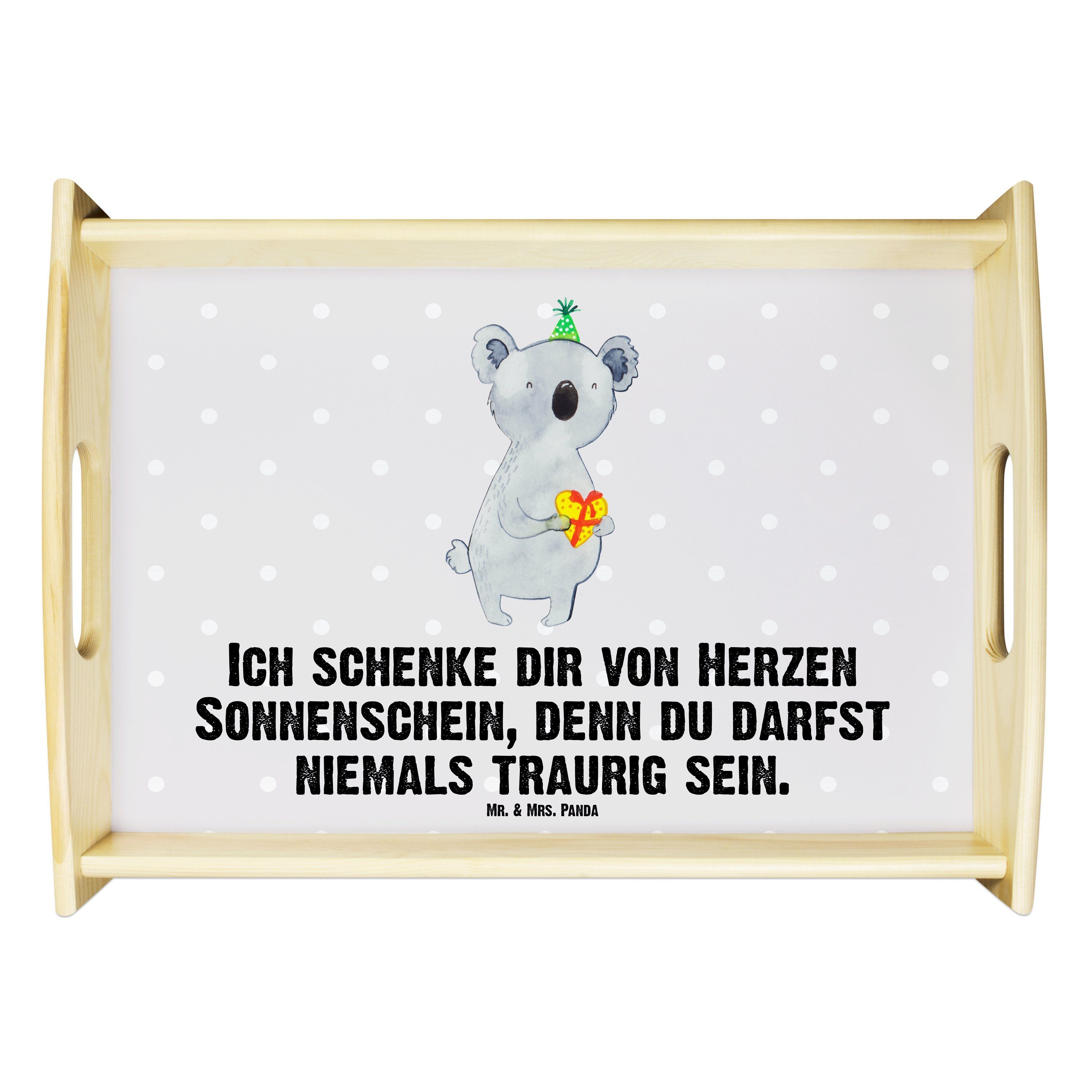 Mr. & Mrs. Panda Tablett Koala Geschenk - Grau Pastell - Dekotablett, Tablett, Party, Holztabl, Echtholz lasiert, (1-tlg)
