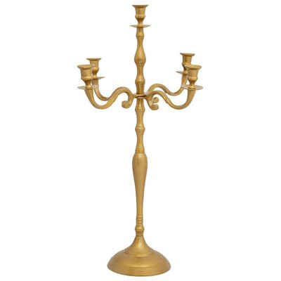 Aubaho Kerzenständer Kerzenhalter Kerzenständer 5-armig Aluminium gold Antik-Stil 78cm