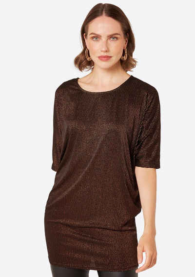 Apricot Fledermausshirt Lurex Lines Batwing Tee (1-tlg) mit Glitzereffekt