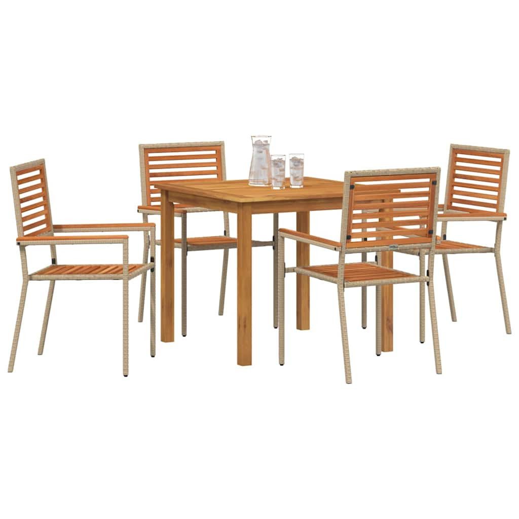 vidaXL Gartenlounge-Set Garten Essgruppe 5 stk. Beige Massivholz, (5-tlg)