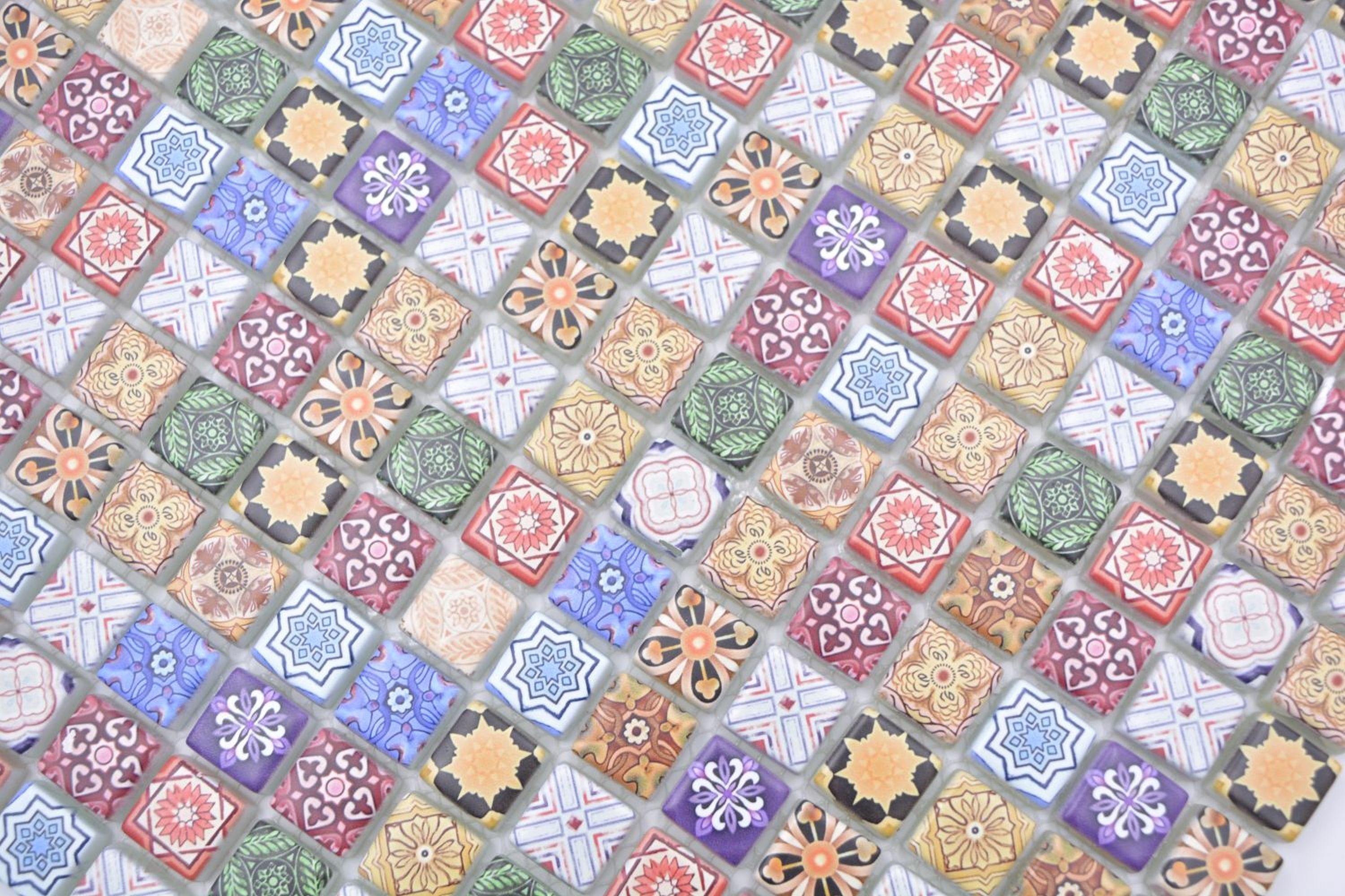 Mosani Mosaikfliesen Glasmosaik Mosaik Retro Mosaik Marokkanischer Stil bunt