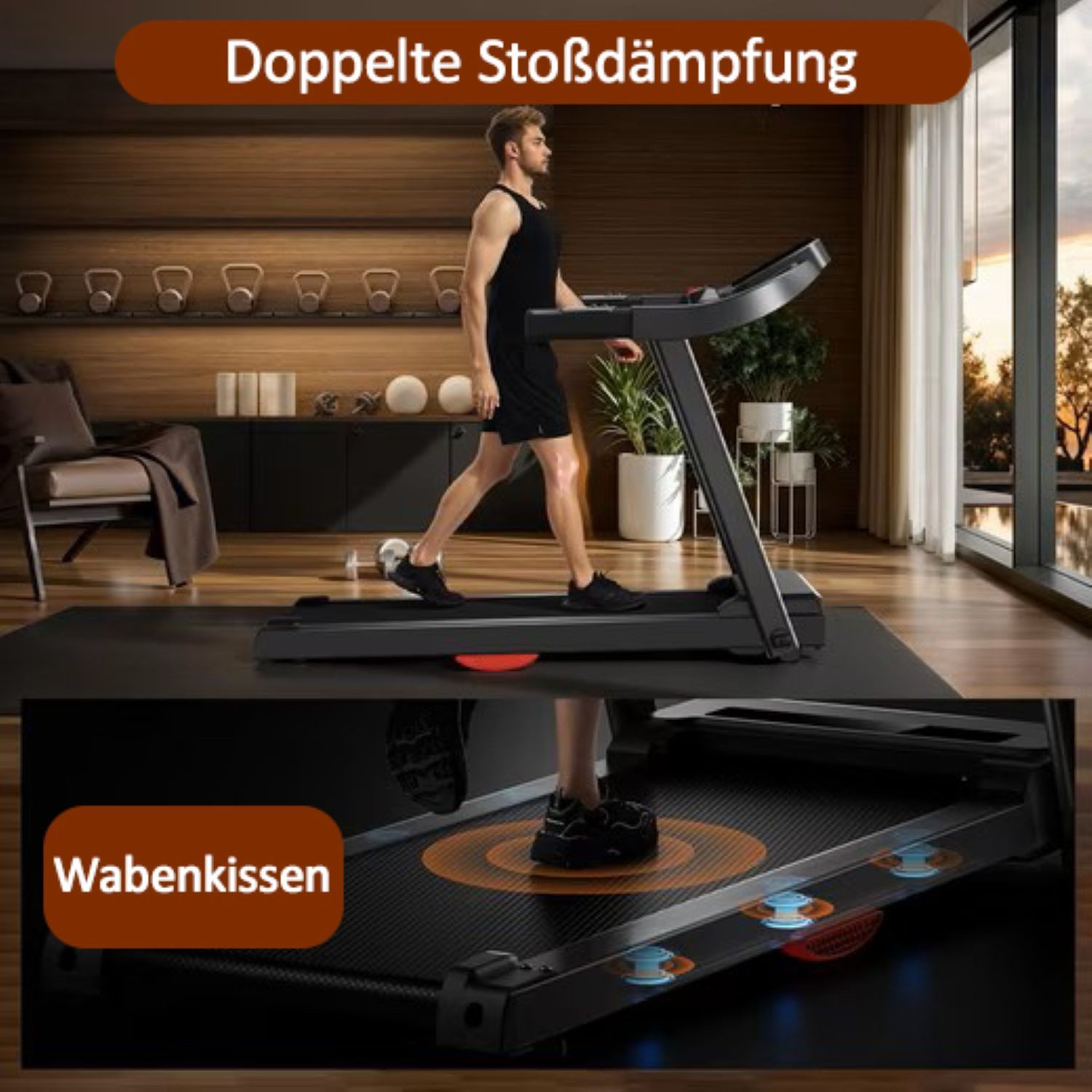 BAYMATE Laufband 12 voreingestellte Programme Für Zuhause (mit Trinkfaschenhalter), Laufbänder 14KM/H, Max Belastung 140KG – Bild 5 von 5