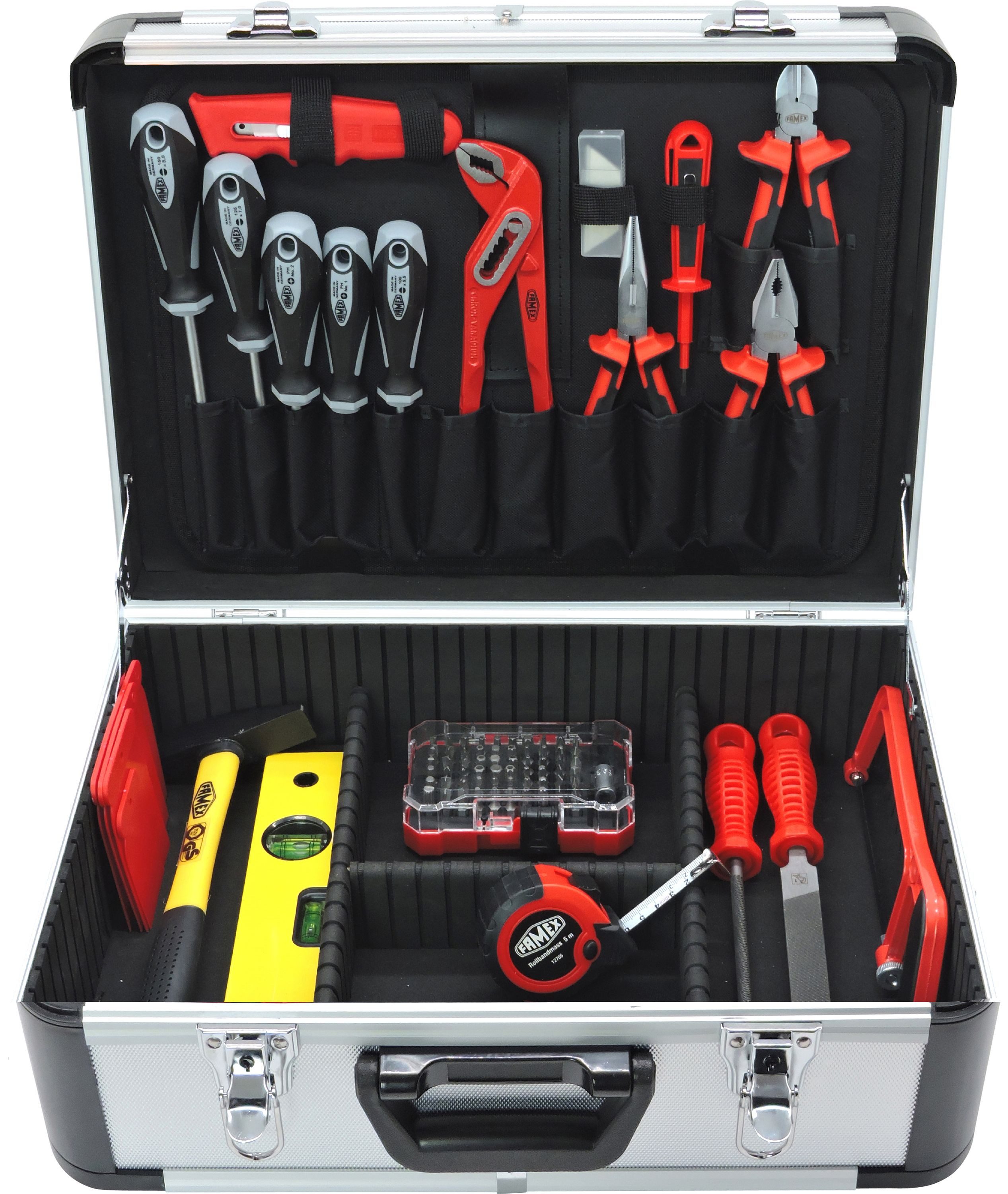FAMEX Werkzeugkoffer 702-L Alu Werkzeugkoffer leer (Werkzeugkiste, Werkzeugkasten), max. 30kg Traglast, aus Aluminium