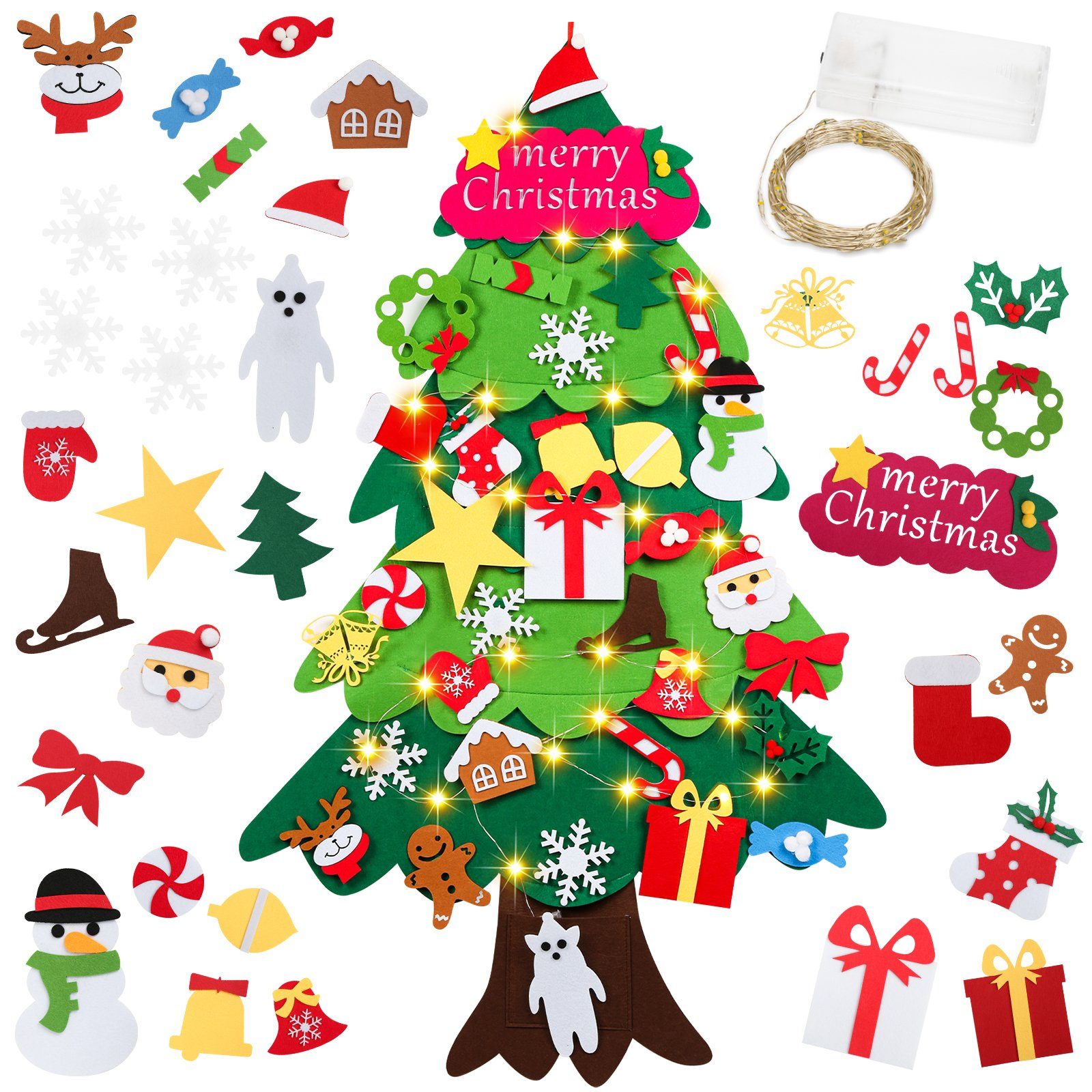 Weihnachtsbaum Weihnachtsbaum Weihnachtsbaum Filz 5m Lichterkette Künstlicher Künstlicher Lospitch mit DIY
