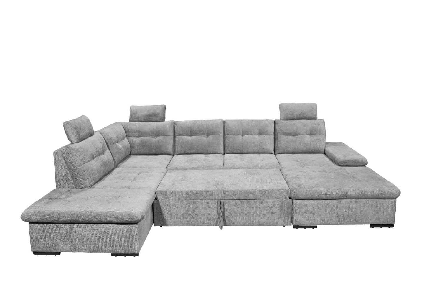 ED EXCITING DESIGN Wohnlandschaft Ronda, mit Schlaffunktion, Bettkasten, verstellbarer Armlehne, Kopfstützen