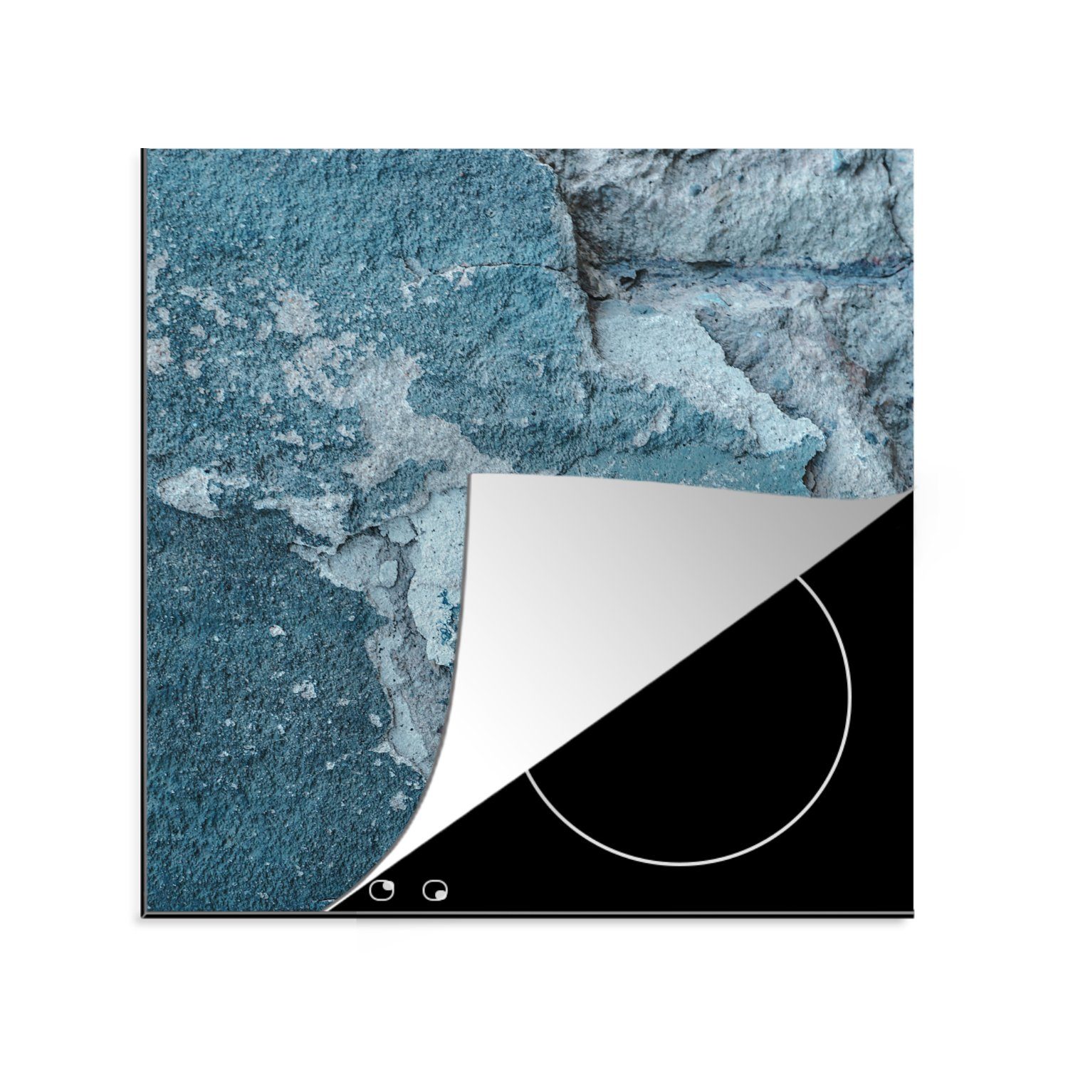 MuchoWow Herdblende-/Abdeckplatte Farbe - Blau - Steine, Vinyl, (1 tlg), 78x78 cm, Ceranfeldabdeckung, Arbeitsplatte für küche