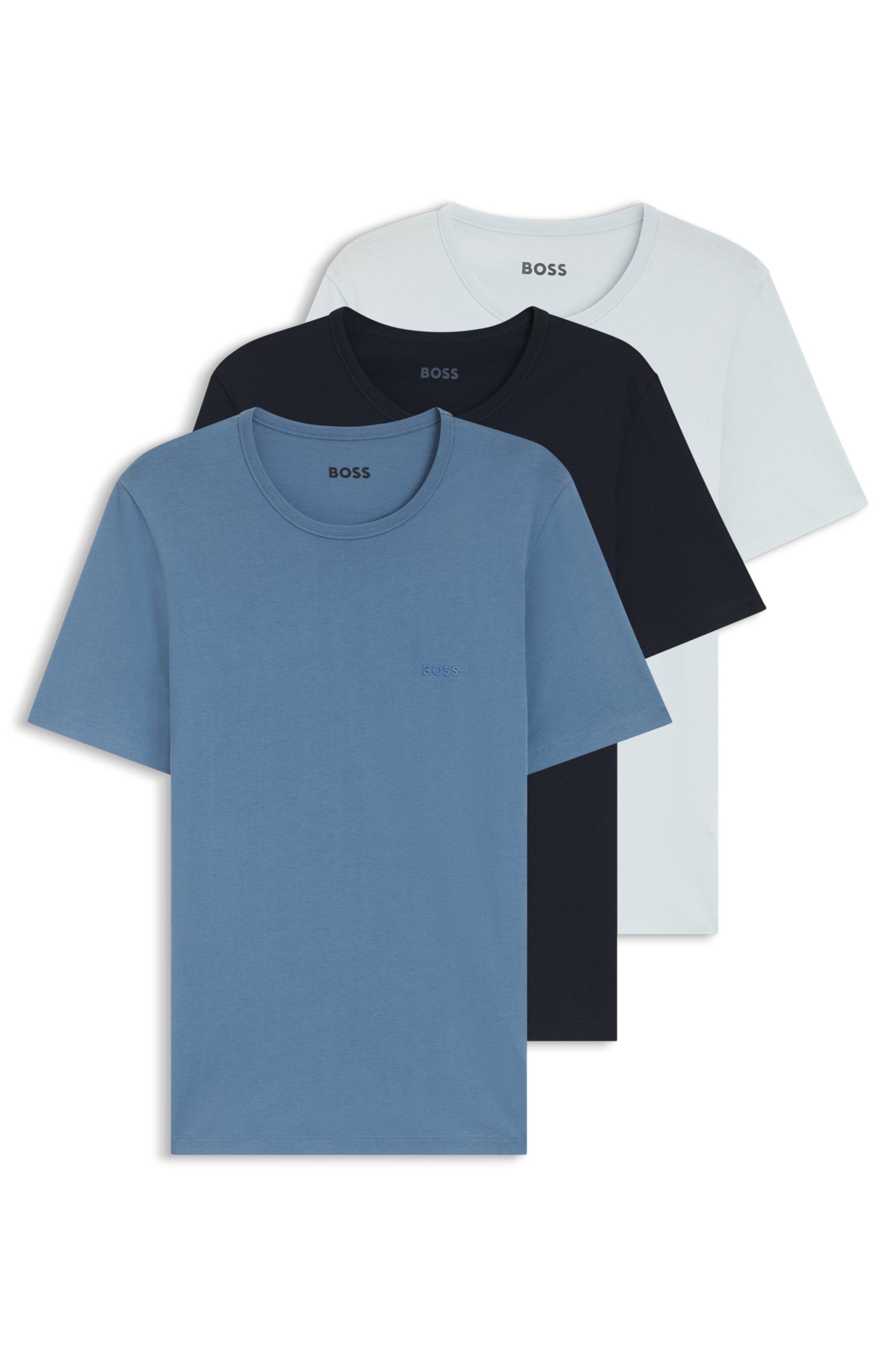 BOSS T-Shirt TShirtRN 3P Classic (Packung, 3-tlg) mit BOSS Stickerei